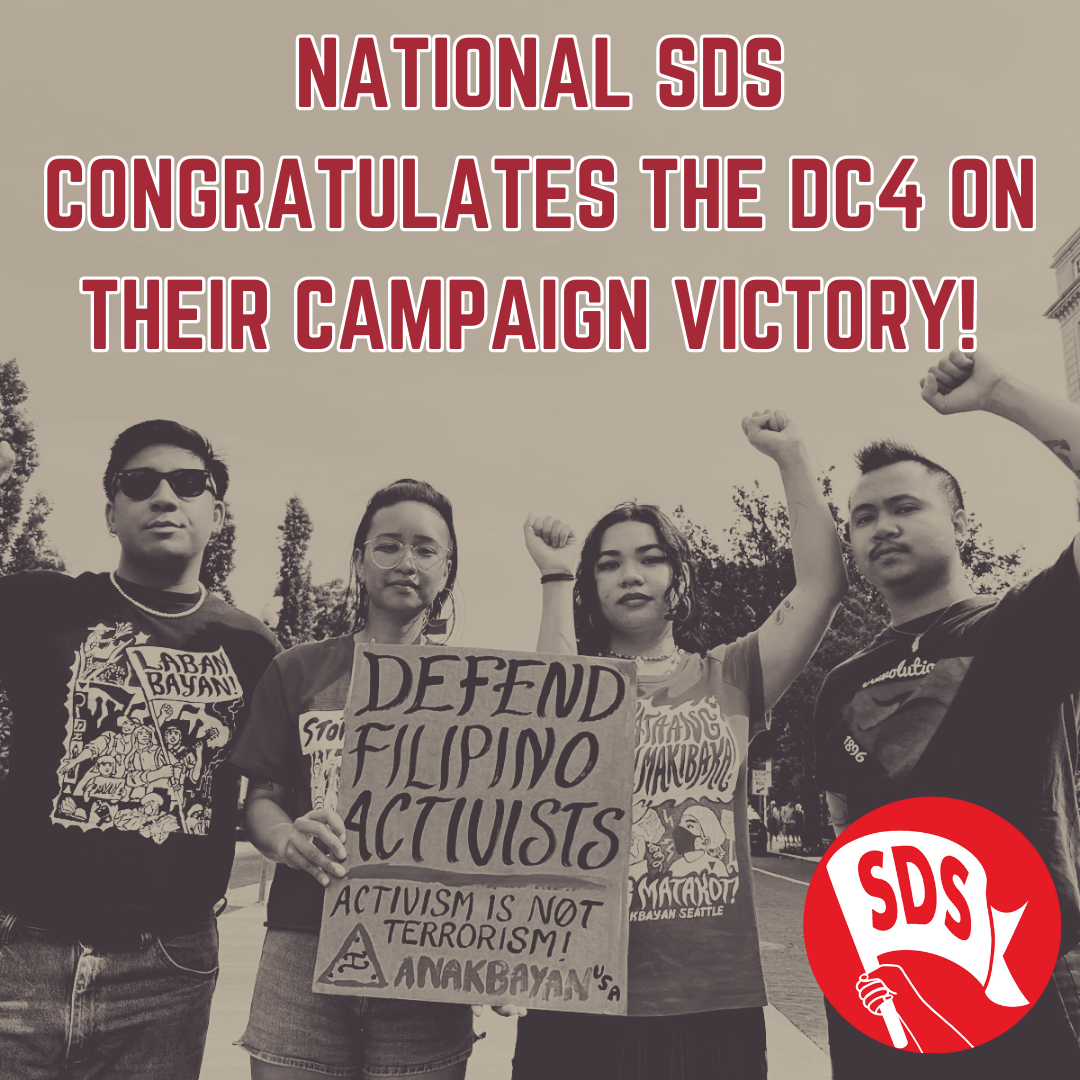 National SDS Congratulates DC 4 on Campaign Victory