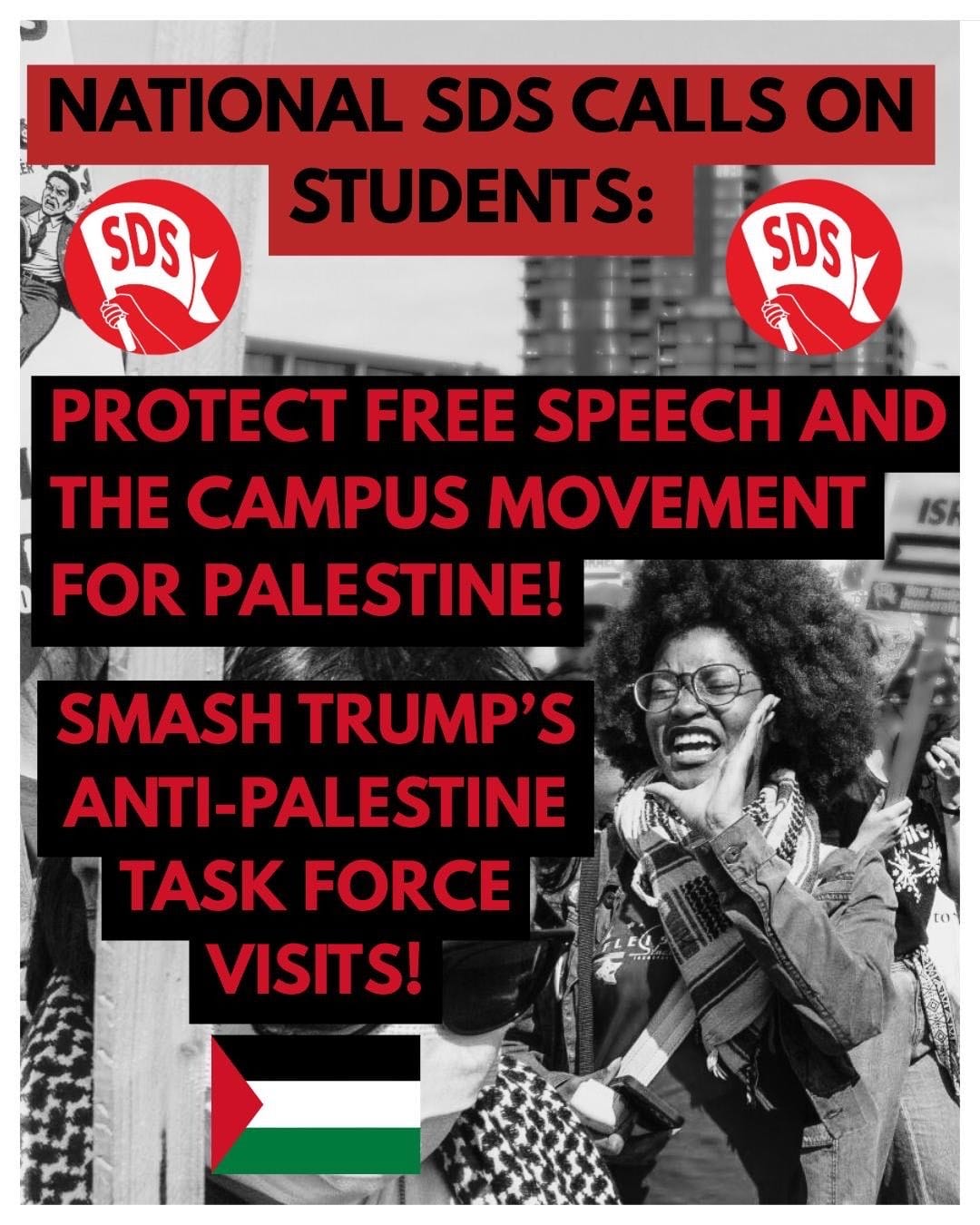 National SDS Calls on Students: Smash Trump’s Anti-Palestine Task Force Visits, Protect Free Speech and the Campus Movement for Palestine